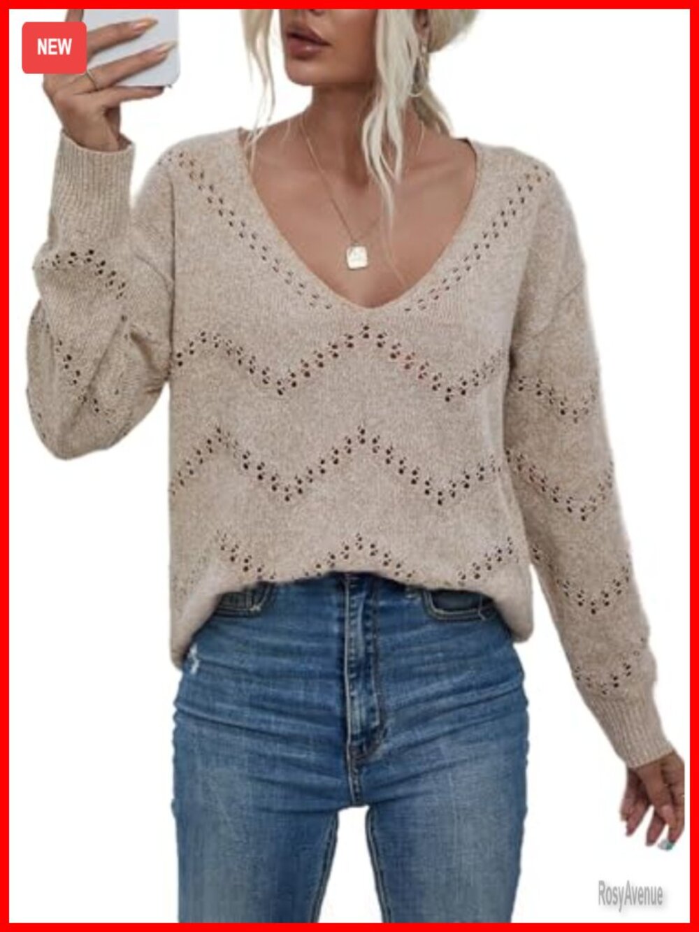 EVALESS Crochet Sweater Top Hollow Out Long Sleeve Pullover Fall Outfit